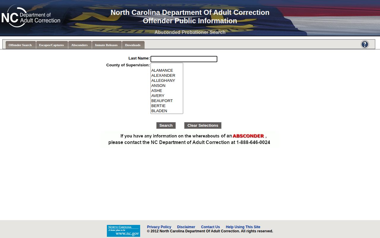 Mecklenburg County probation absconder record search