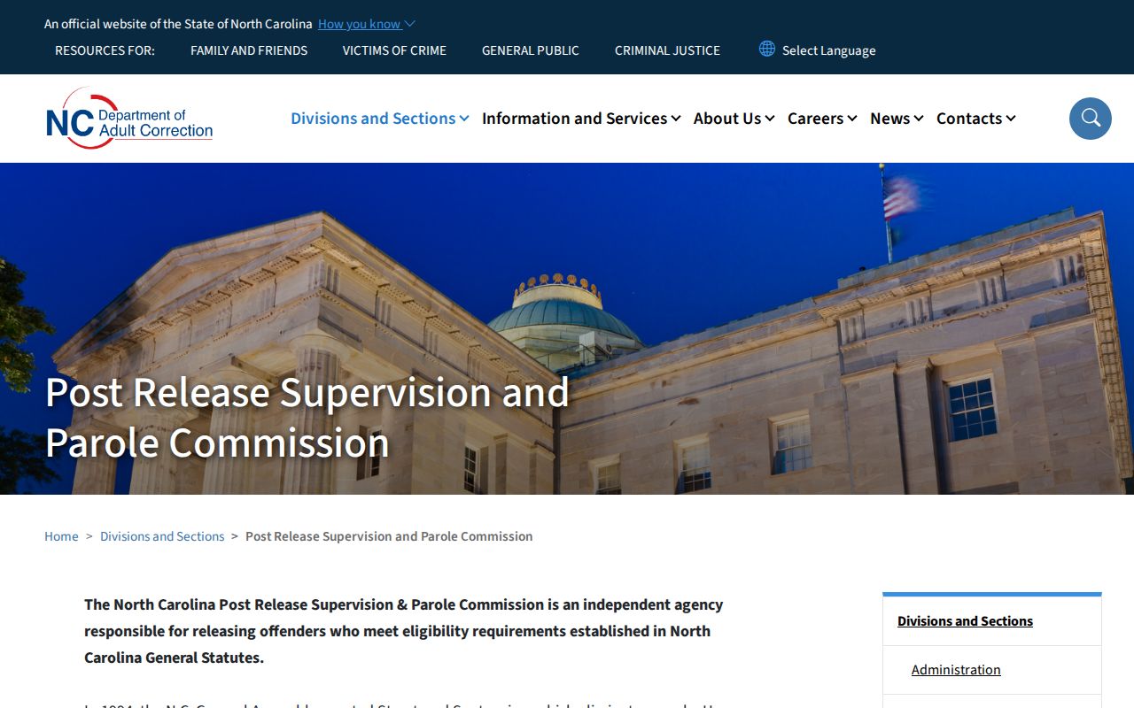 Mecklenburg County parole Commission no formal hearings statement